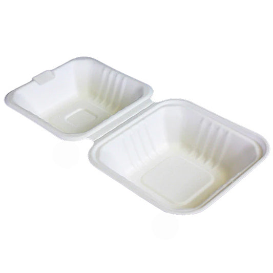 6'' Clamshell Bagasse Container